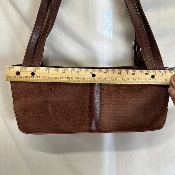Alexis David Brown Boho Corduroy Suede Handbag Purse Small Y2K Grunge Shoulder B - Picture 9 of 14